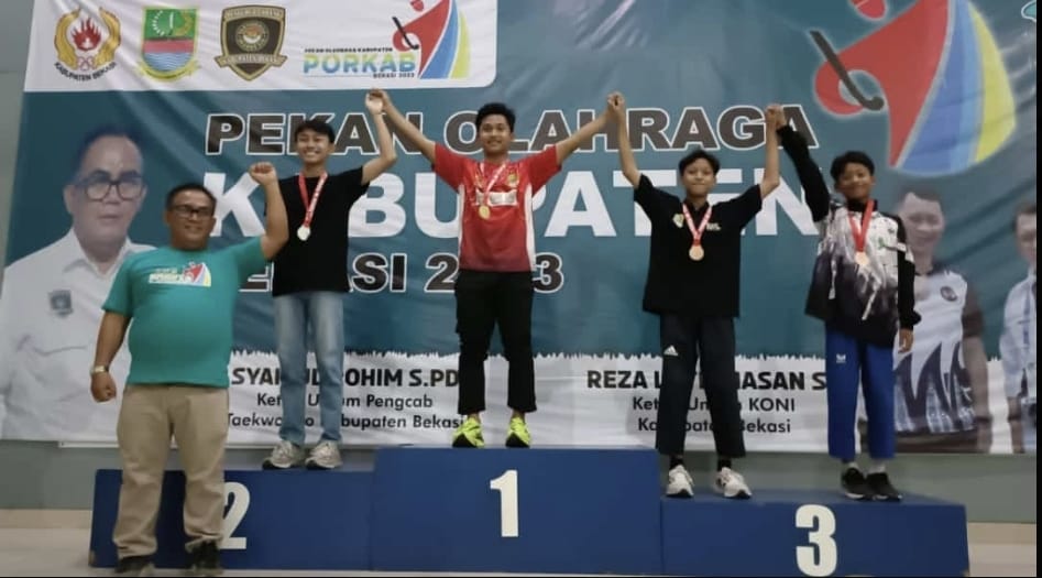 Sabet 7 Emas, Bojongmangu Perkasa Di Ajang Taekwondo PORKAB 2023