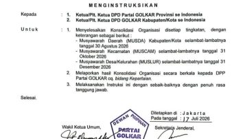 DPP Golkar Keluarkan Ultimatum, Musda Kab Bekasi Wajib Tuntas Sebelum Tanggal 30 Agustus